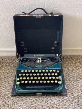 Remington Two Tone Green Typewriter.  All With Case.