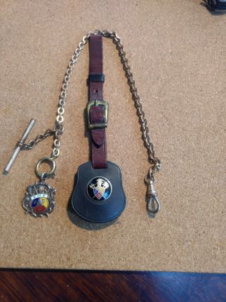 2 Vintage Knights Of Pythias Fcb Badge Medal Fob On Strap Chain Pocket Watch