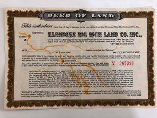 1955 Deed Of Land - Klondike Big Inch Land Co Inc.  Corp.  Seal Ill,  Track No.  265