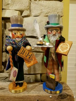 Steinbach A Christmas Carol Nutcracker Outdoor Scrooge & Charles Dickens W/boxes