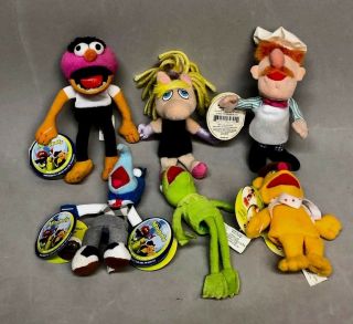 Set 6 Muppets Finger Puppets Mspig Kermit Gonzo Animal Fozzie Swedish Chef W/tag