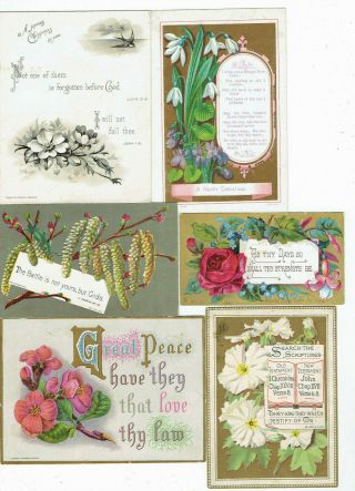 6 X Victorian Christmas Greetings Cards Religious Text Flowers Dean Tudhope