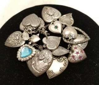 Vtg Art Nouveau Style Bracelet Heart Charm Pididdly Links Kingston,  Ny Jewelry
