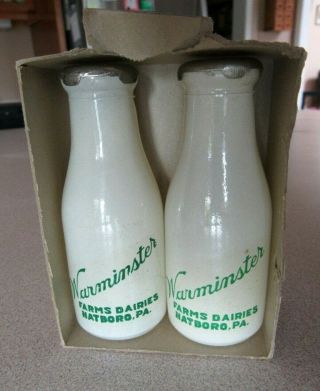 Vintage Advertising Warminster Farms Dairies Milk Bottle Salt Pepper Hatboro Pa