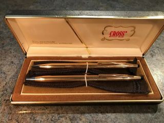 Cross Pen Pencil Set 14k Gold Filled 1/20 Case W/ Dust Covers