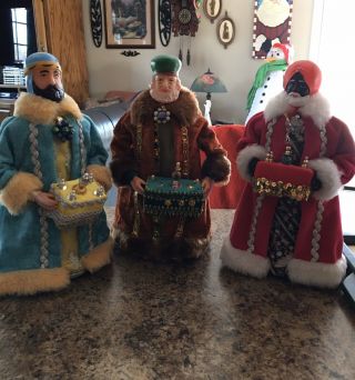 Handmade 12 Inch Christmas “the 3 Wise Men” In Great Colorful Ornate Detail