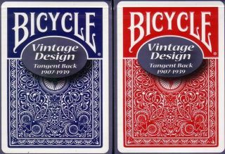 2 Vintage Bicycle Tangent Back Playing Cards Decks Red & Blue Ohio Made