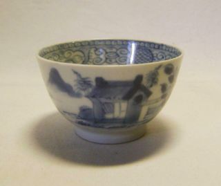 C.  18th Chinese Blue & White Porcelain Tea Bowl : Landscape & Flowers
