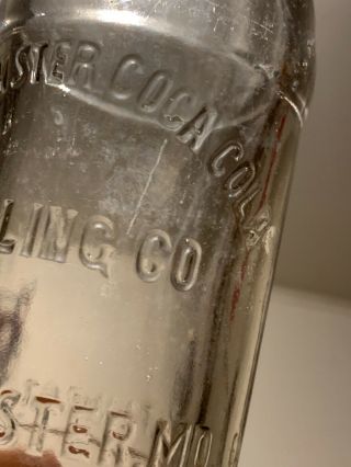 Vintage Westminster Coca Cola Bottling Co Westminster Md Glass Bottle