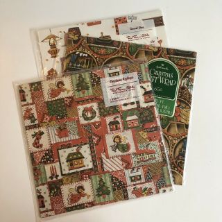 3 Packs Vintage Christmas Hallmark & Red Farm Studio Gift Wrap / Wrapping Paper