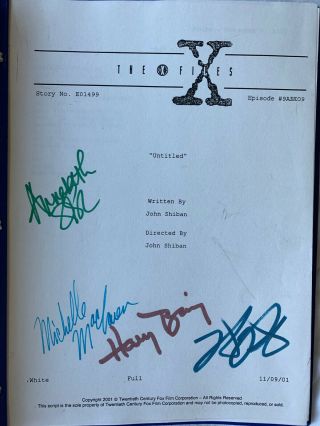 Autographed Underneath X - Files White Production Script