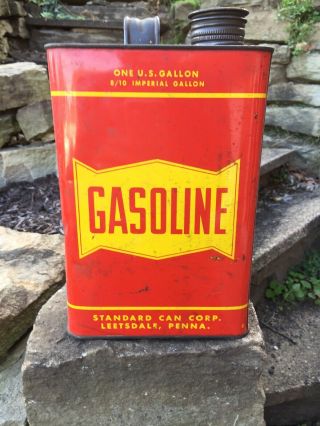 Vintage Standard Container Co 1 Gallon Metal Gas Can With Spout