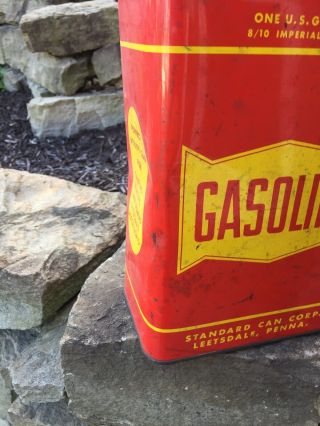 Vintage Standard Container Co 1 Gallon Metal Gas Can With Spout 2