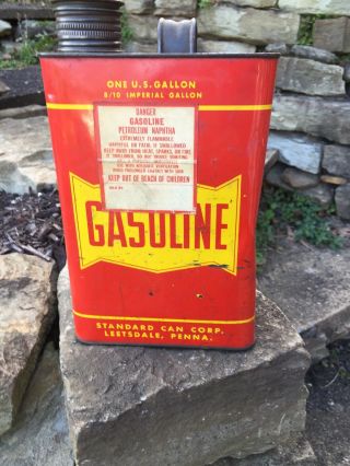 Vintage Standard Container Co 1 Gallon Metal Gas Can With Spout 3