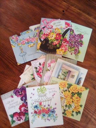 Box Of Vintage Unsigned Greeting Cards