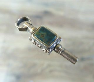 Antique 9ct Gold Watch Key Set With Bloodstone Agate