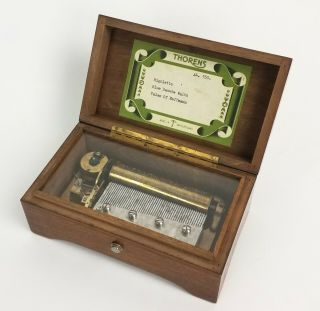 Vintage Thorens 52 Note 3 Song Music Box Walnut Box Switzerland 2