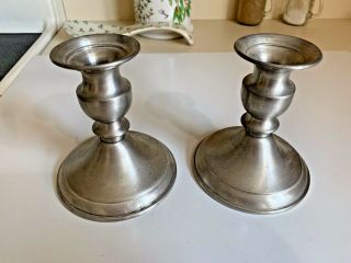 Vintage Leonard Pewter Candle Sticks Weighted - 4.  5 Inches