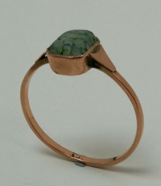 Vintage Art Deco 9ct 9k Rose Gold & Green Gemstone Ring Size N½