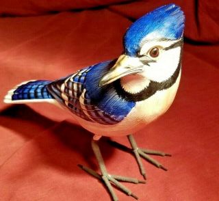 Blue Jay Bird Like Figurine Statue Home Garden Realistic Collectable