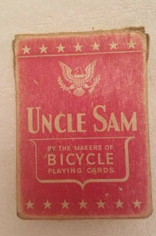 Vintage Wwii Uncle Sam Playing Cards Red Deck From Bicycle - Uspcc Cincinnati Oh