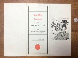 1942 WWII Last Will and Testament of Adolf Hitler German Germany Parody Document 2