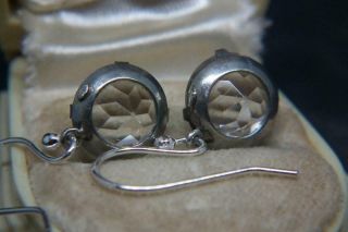 Fine Antique Art Deco Sparkly Old Cut Paste Earrings w Silver Ear Wires 2