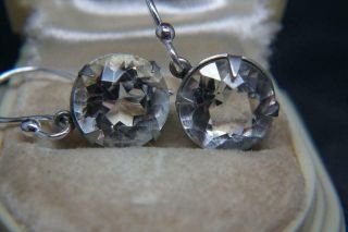 Fine Antique Art Deco Sparkly Old Cut Paste Earrings w Silver Ear Wires 3