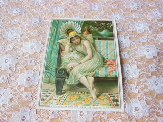 Victorian Year Card/de La Rue/girl With Fan Sitting On Sofa/no.  214