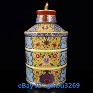 China Cloisonne Porcelain Handwork Painting Flower Vase Tea Jar W Yongzheng Mark