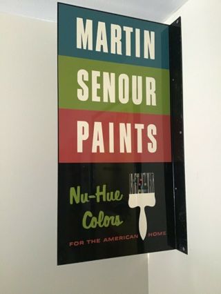 Vintage Martin Senour Paint Advertising Metal Double Sided Sign