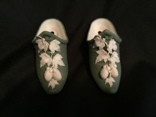 Vintage Porcelain Green Slippers Wedgewood Style