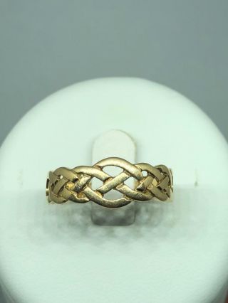Vintage 9ct Gold Celtic Knot Wedding Band Size R1/2
