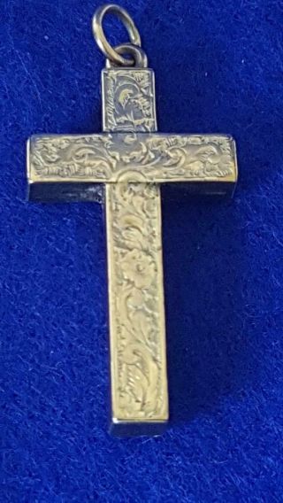 Lovely Antique Late 19th Century 1890s Engraved 9ct Gold Ecclesiastical Cross
