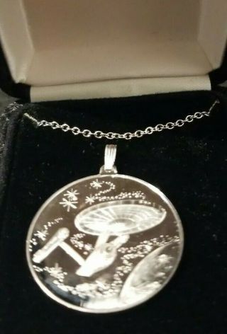 Star Trek Franklin 925 Sterling Silver 30th An Pendant/coin Necklace 1996