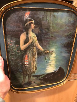 Rare Antique/vintage Native American Indian Maiden Framed Print