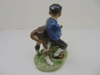 Vintage Royal Copenhagen Boy with Calf Cow Roping 772 Porcelain Figurine 2