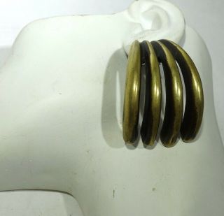 Vintage Robert Lee Morris Brass Modernist Sterling Clip Earrings 2