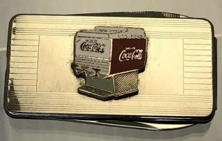 Vintage Coca Cola Coke Money Clip Pocket Knife Nail File Enamel Coke Machine