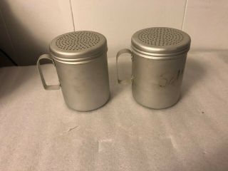 Vintage Silver Aluminum Diner Style Salt And Pepper Shakers