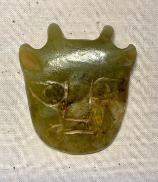 Antique Chinese Jade Zoomorphic Animal Mask Pendant Archaic Shang Dynasty