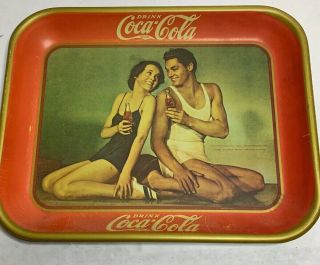 Vintage Coca Cola Serving Tray Johnny Weissmuller And Maureen O’sullivan