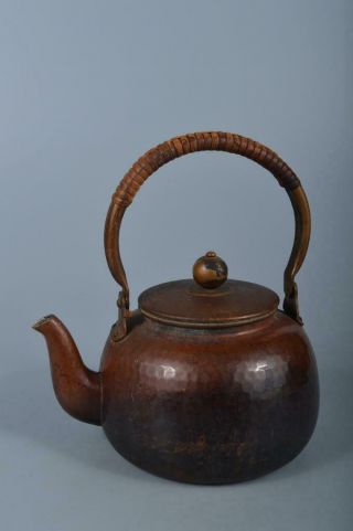 K4156: Japanese Finish Hammer Pattern Copper Bottle Teapot Dobin Tea Ceremony