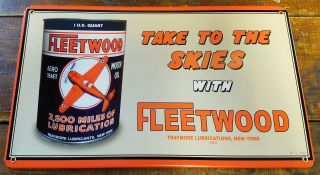 Fleetwood Aero Craft Motor Oil Traymore Lubricants Ny Metal Advertising Sign