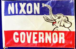 1962 Richard Nixon For Governor Auto Aerial Flag In