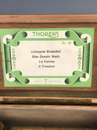 Vintage Thorens Swiss No.  30 Music Box - 4 Songs 3