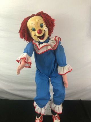 Vintage Large Bozo The Clown Ventriloquist Dummy Doll Larry Harmon Eegee W/stand