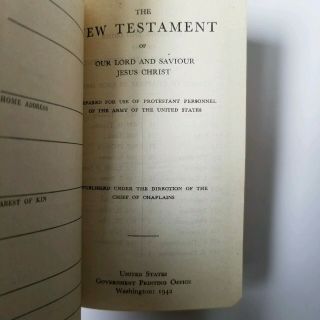 1941 US Army Testament Protestant Bible Military FDR Pocket Sized Small EUC 3