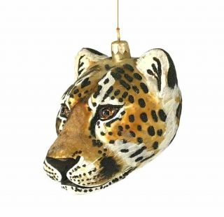 Leopard Head Blown Glass Christmas Ornament Slavic Treasure Poland Animal Nature