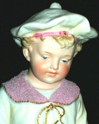 Fantique German Gebruder Heubach Boy Doll Piano Baby Bisque Porcelain Figurine